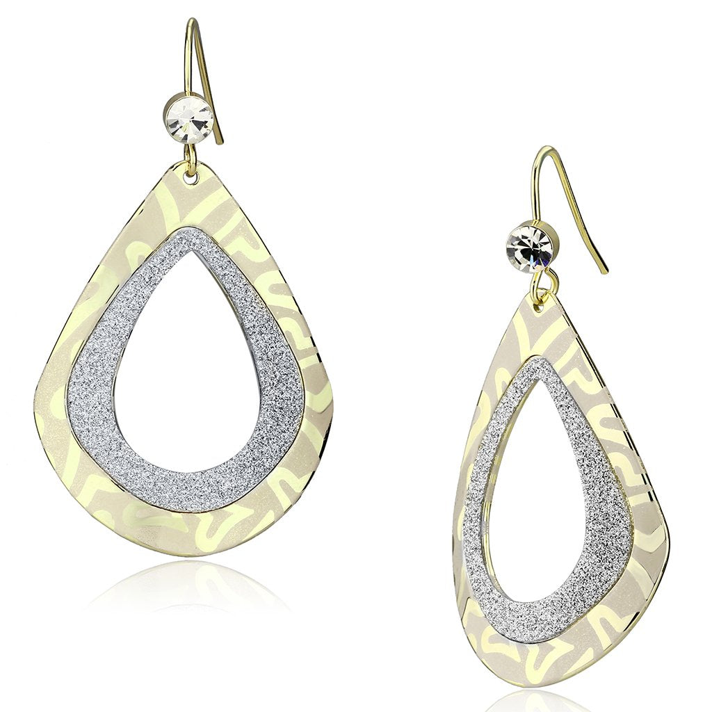 JCE2729 Gold Iron Earrings with Top Grade Crystal  in Clear