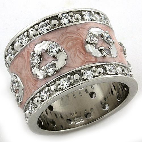 JCEAS1181 Rhodium 925 Sterling Silver Ring with AAA Grade CZ  in Clear